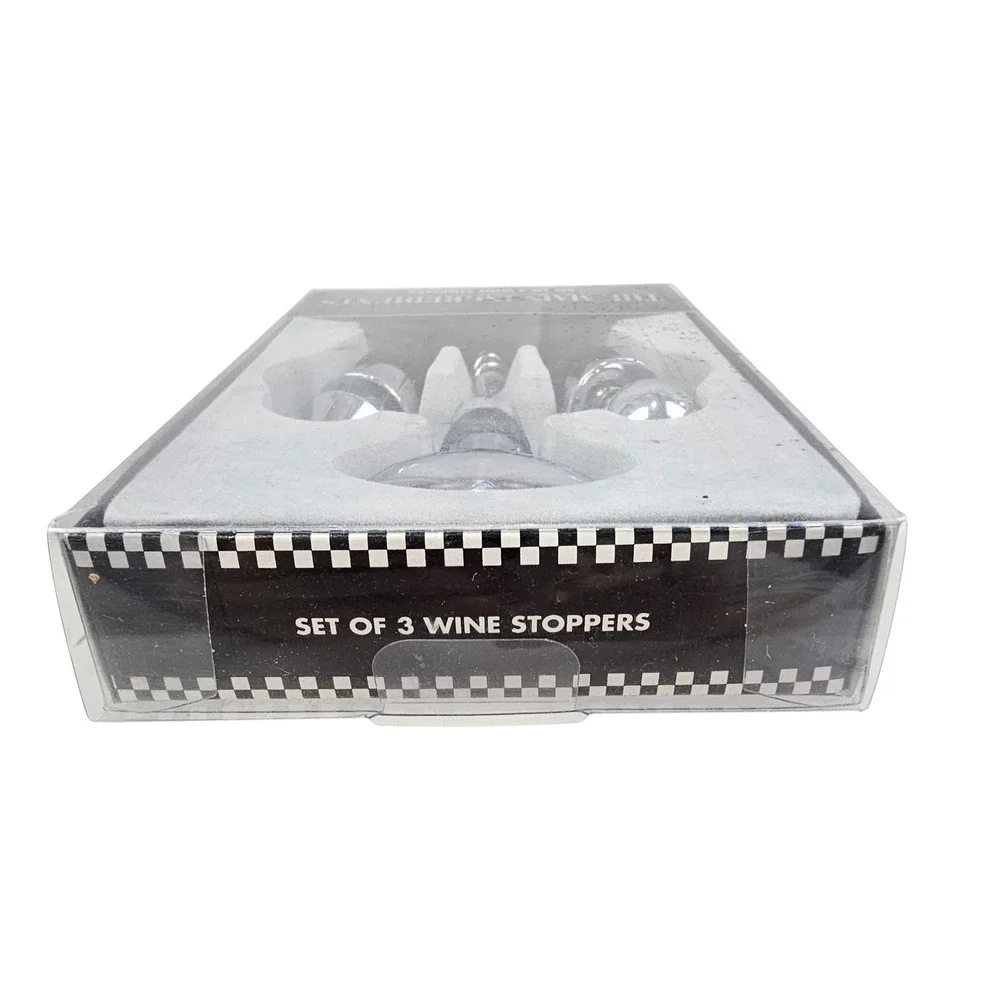 The Main Ingredients Set of 3 Wine Stoppers & Corkscrew Chrome Style 127H803 NEW